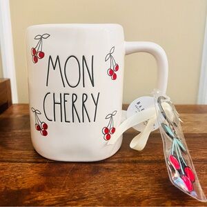 Rae Dunn Mon Cherry Coffee Mug with Keychain NWT